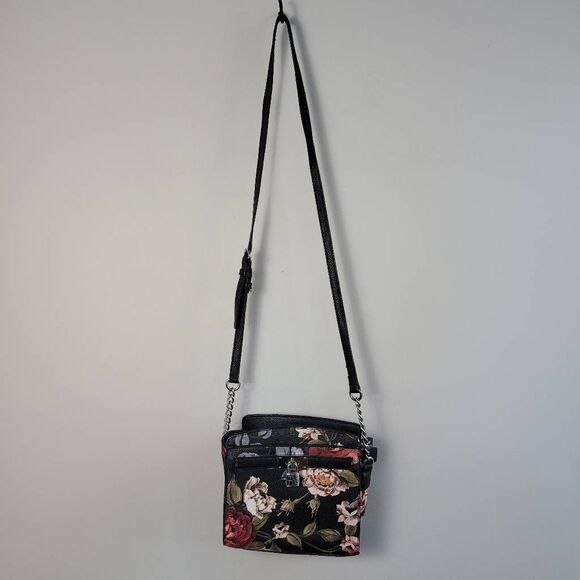 Dana Buchman dark floral square purse crossbody strap whimsigoth goth feminine - Picture 1 of 13